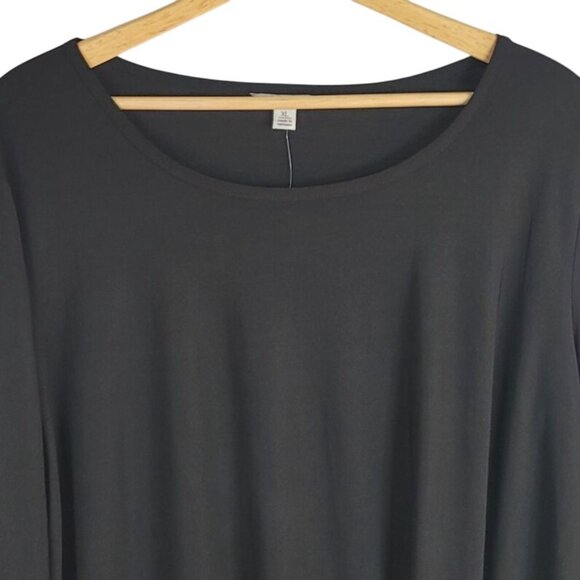 Cato Pullover Top Black XL 3/4 Sleeve Round Neck Front Twist Solid Stretchy NWT - Picture 2 of 8